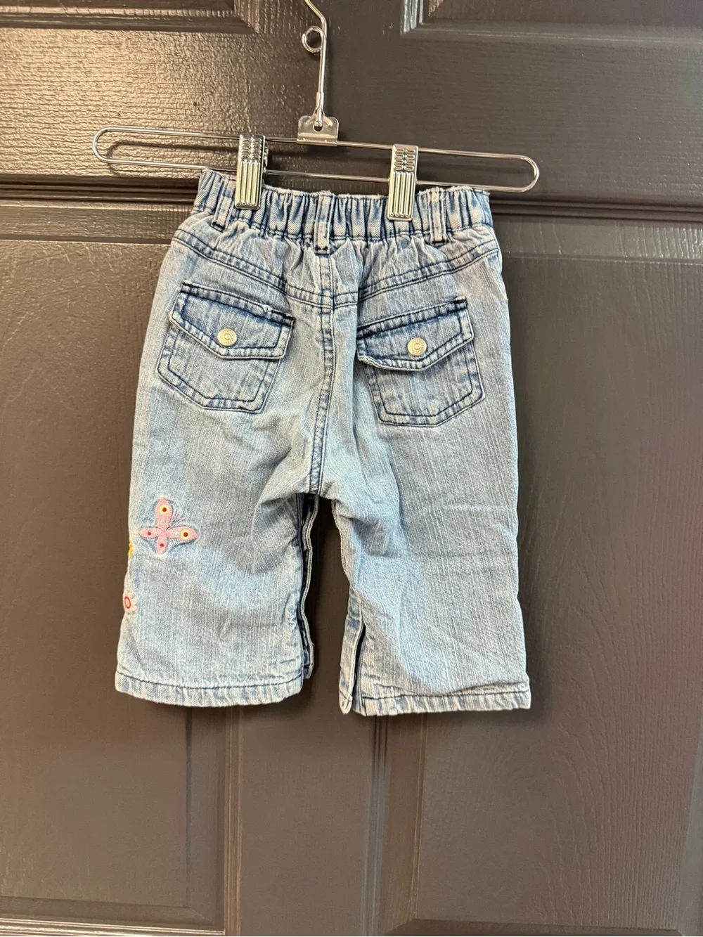 Vintage Y2K GAP Light Blue Denim Jeans with Floral & Butterfly Embroidery